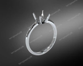 925 sterling silver solitaire round engagement ring setting - semi mount ring blanks - round ring supplies for holding round diamond