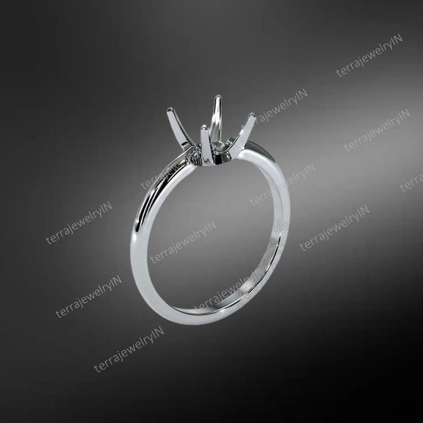 925 sterling silver solitaire round engagement ring setting - semi mount ring blanks - round ring supplies for holding round diamond