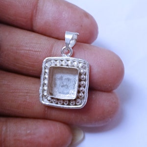 round wire and solid round ball arround 925 sterling silver square bezel blank pendant setting ,cabochon setting for square pendant