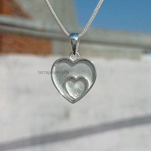 925 sterling silver heart pendant with 17 mm bezel blank for making keepsake memorial jewelry,good luck pendant, gift for her for ashes work