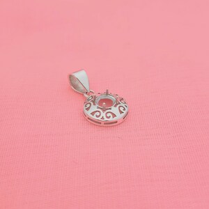 925 sterling silver pren notched prong setting round pendant setting , semi mount round pendant for faceted stone setting ,pendant blanks image 7