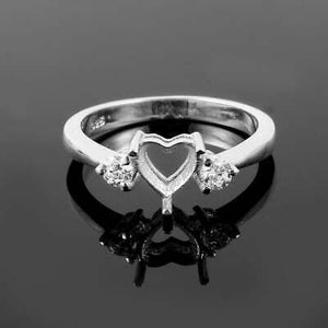 925 sterling silver heart shape prong ring blank for heart shape stone setting,heart shape prong blanks,ring component, semi mount ring