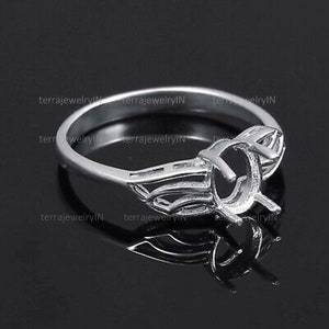 925 sterling silver cup findings , oval stone setting bezel cup ring , semi mount ring , back side open bezel cup ring,ring blank