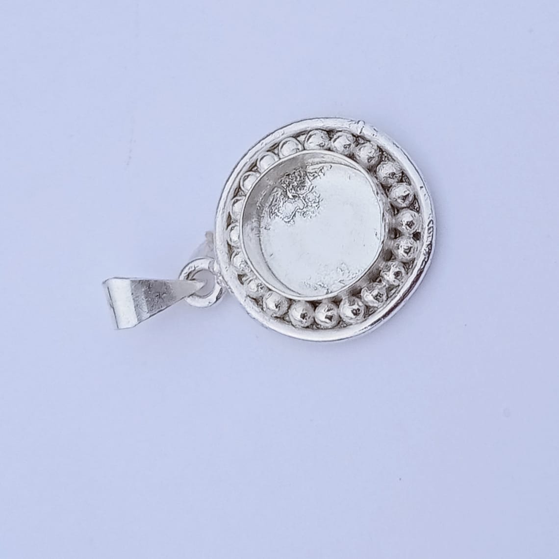 925 Sterling Silver Round Bezel Blank Pendant With Simple Etsy UK