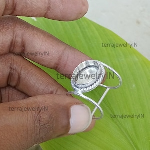 925 sterling silver cup findings , oval stone setting bezel cup ring , 2.5 mm deep back side open/close bezel cup ring
