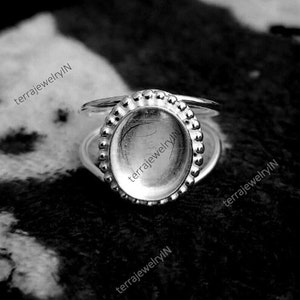925 sterling silver oval shape double band  ring bezel blank for oval stone setting ,handmade ring setting , ring supplies bezel tray