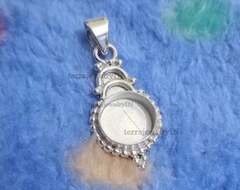 925 sterling silver round bezel blank pendant , double wire top of each other arround the bezel,pendant bezel blank , bezel setting
