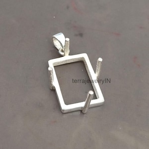 925 Sterling Silber Rechteck Anhänger Rohling, Anhänger Fassung zum Halten von Rechteck Cabochon Stein, Andenken Muttermilch Stein,
