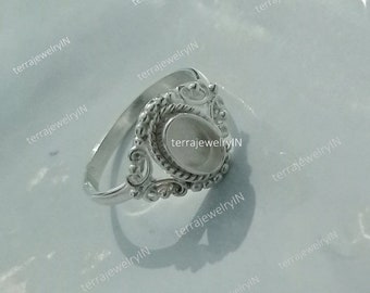 925 sterling silver cup findings , oval stone setting bezel cup ring , 2.5 mm deep back side close bezel cup ring