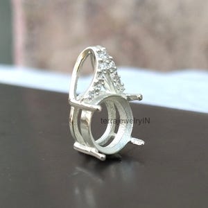 925 sterling silver solitaire round pendant blanks setting for holding round shape stone - semi mount pendant blanks - prenotched pendant