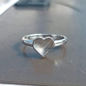 925 sterling silver heart shpe ring bezel blanks, keepsake ring setting , empty ring for breast bezel milk and ashes,good luck ring for her