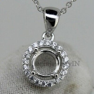 925 sterling silver pren notched prong setting round pendant setting , semi mount round pendant for faceted stone setting ,pendant blanks