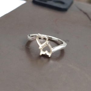 925 sterling silver heart shape prong ring blank for heart shape stone setting, heart keepsake ring blanks, ring component, semi mount ring