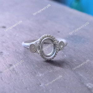 925 sterling silver cup findings , oval stone setting bezel cup ring , 2.5 mm deep back side open bezel cup ring