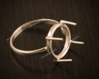 Gold Plated Over 925 sterling silver cup findings , Round stone setting ,Prong Setting  ring