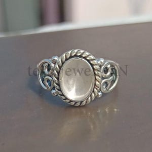 925 sterling silver cup findings , oval stone setting bezel cup ring , 2.5 mm deep back side close bezel cup ring,keepsake ring jewelry