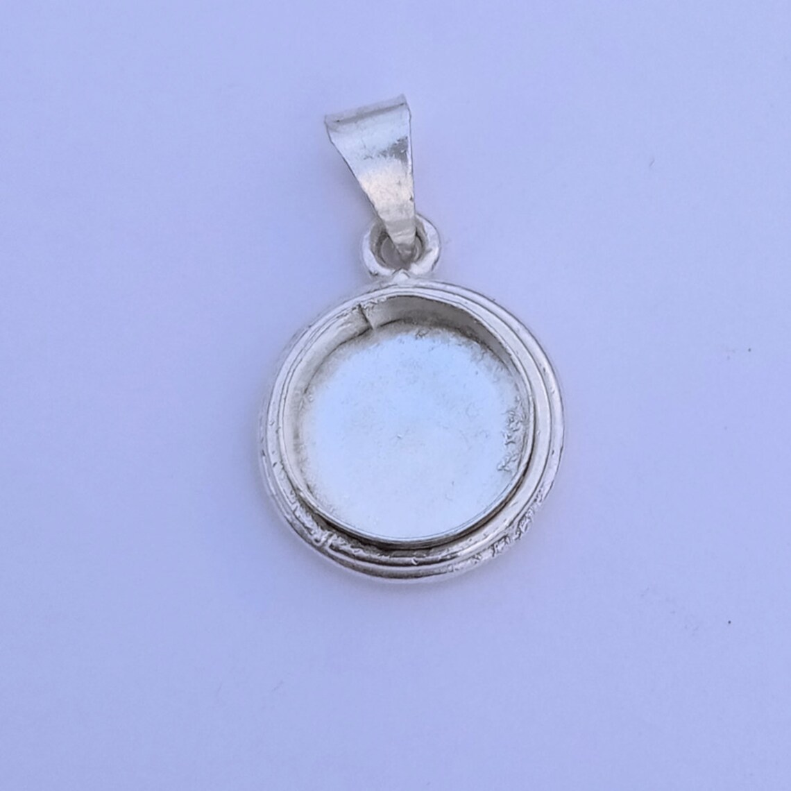 925 sterling silver round bezel blank pendant double wire Etsy
