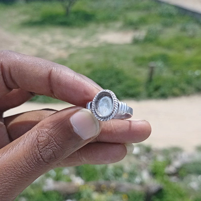 925 Sterling Silver Oval Shape Ring Setting for Holding Oval Etsy