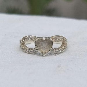 925 sterling silver 6mm heart shape ring blanks, keepsake ring setting , empty ring for breast bezel milk and ashes, good luck ring for her