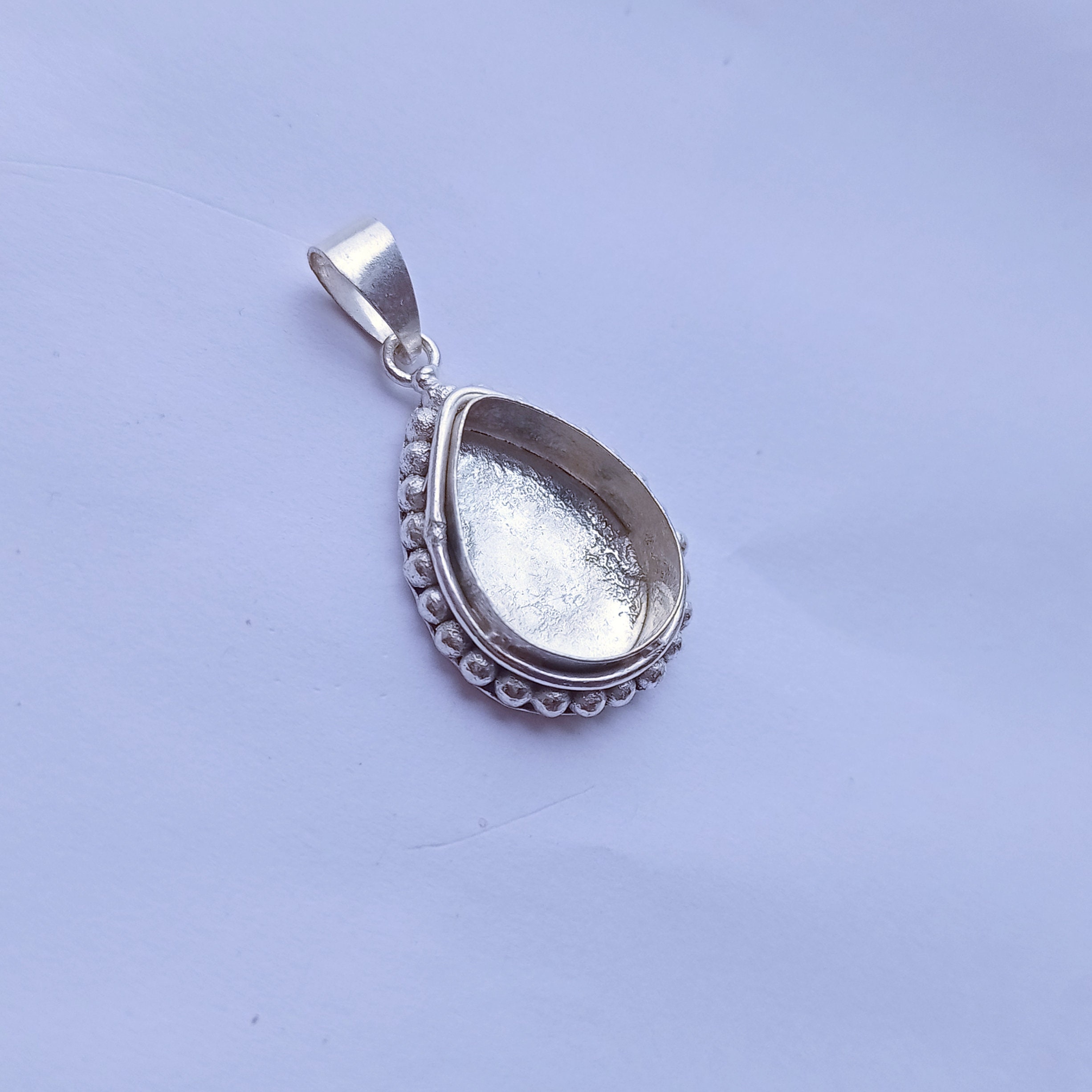 925 Sterling Silver Pear Shape Pendant Bezel Blank Setting - Etsy