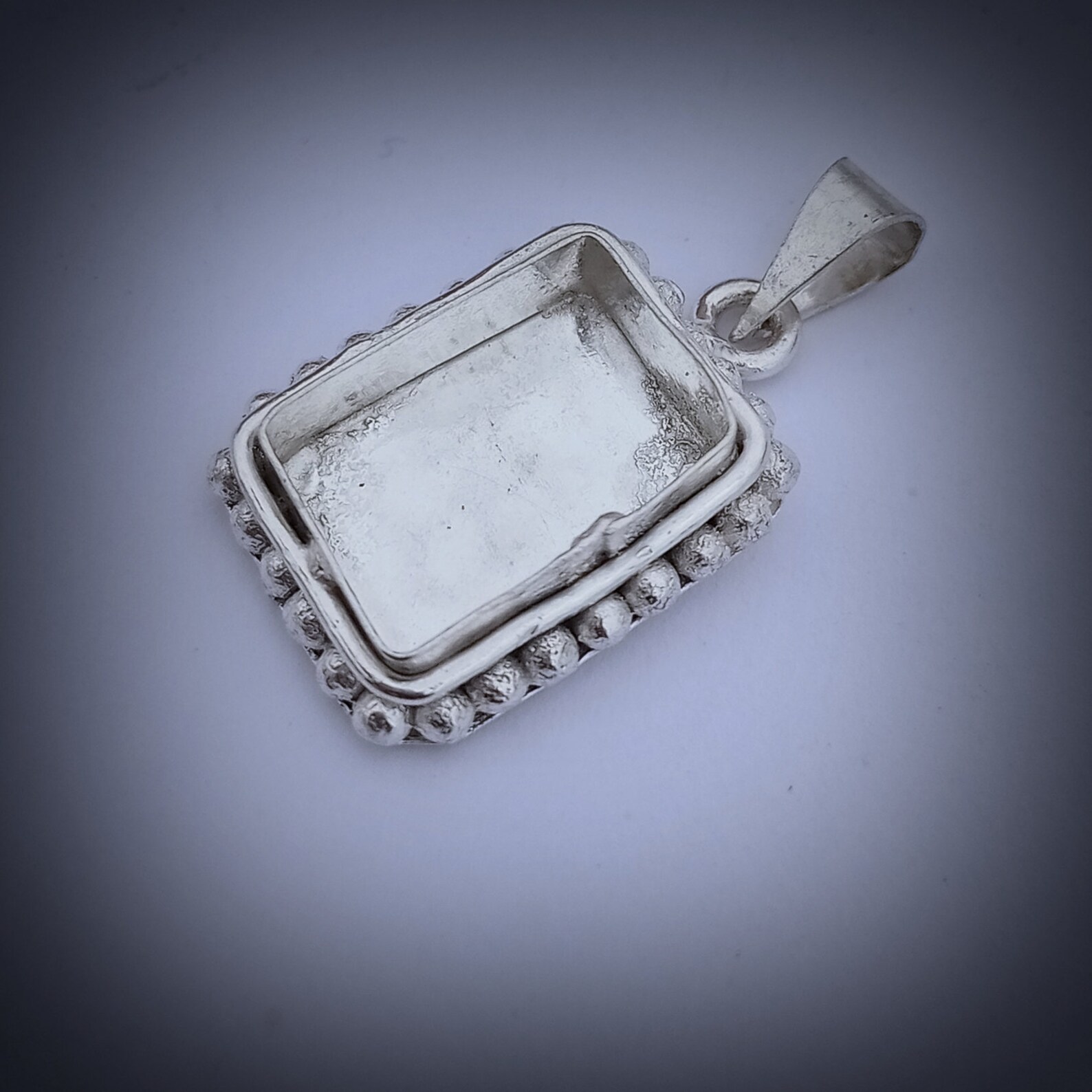 925 Sterling Silver Rectangle Bezel Pendant Blank With Simple Etsy UK