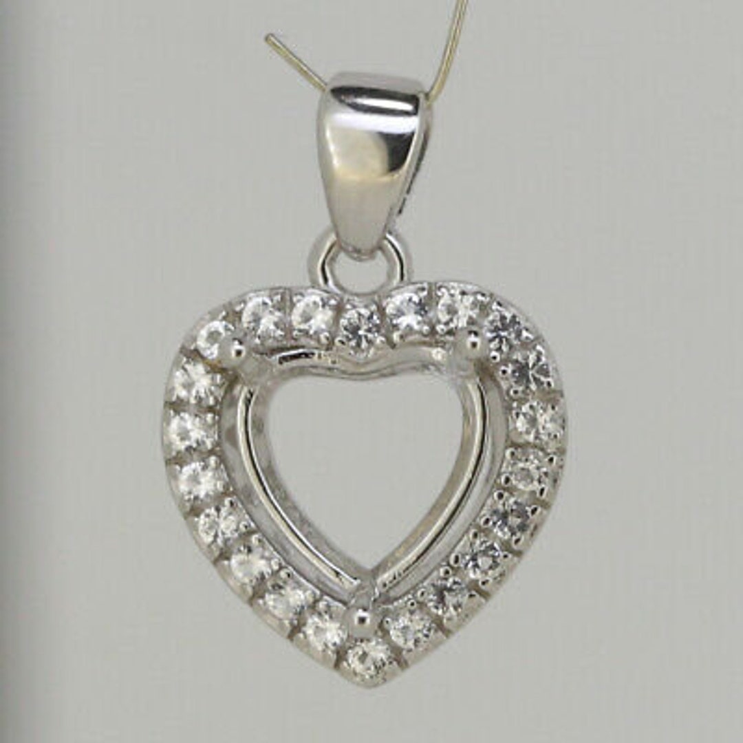 925 Sterling Silver Heart Shape Pendant Bezel Blank,pendant Cabochon ...