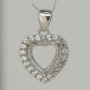 925 sterling silver Heart shape pendant bezel blank,pendant cabochon setting for Heart shape stone,pre notched jewelry, semi mount pendant