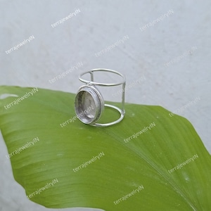 925 sterling silver cup findings , oval stone setting bezel cup ring , 2.5 mm deep back side open/close bezel cup ring
