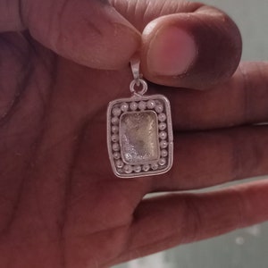 925 sterling argento rettangolo lunetta pendente vuoto con filo semplice e lunetta a sfera solida per l&#39;impostazione della pietra rettangolare, impostazione resina