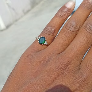 Oval Cut Emerald Dainty Engagement Ring, Solitaire Ring , Art Deco Ring, Anniversary Ring , Wedding Ring, Christmas Gift ring ,