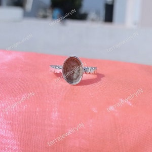 925 sterling silver oval shape ring setting for holding oval shape stone and wood , ash crafting , semi mount ring , prenotched ring