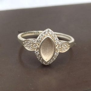 925 sterling silver marquise shpe ring bezel blanks, keepsake ring setting , empty ring for breast bezel milk and ashes ,good luck ring
