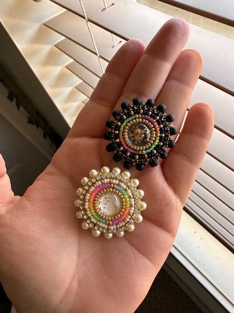 Native Beaded Earrings Black White Neon Gold Pearl Beaded Earring