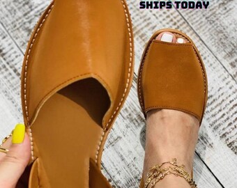 ladies peep toe flat shoes