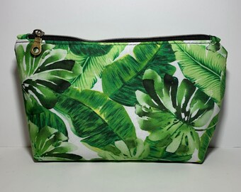 Maroon Banana Palm Accessory Pouch