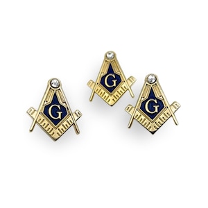 3pcs Freemason Square and Compass with rhinestone lapel pin Masonic blue lodge Master Mason 3rd degree
