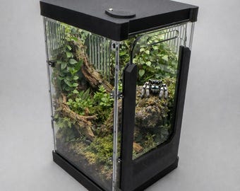 Ausbruchsicheres Terrarium Gehege für springende Spinnen & Insekten | Stapelbares Acryl-Gehäuße