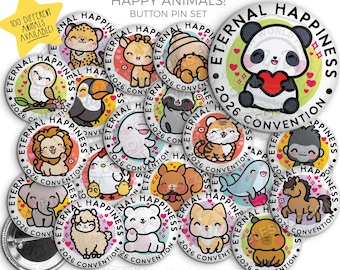 Eternal Happiness 2026 Convention Button Pins - HAPPY ANIMALS - jw convention gifts, kawaii