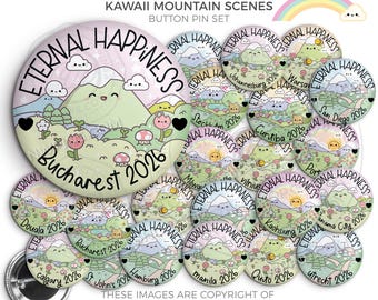 Eternal Happiness 2026 INTERNATIONAL Convention Button Pins - Happy KAWAII MOUNTAIN, jw convention gifts