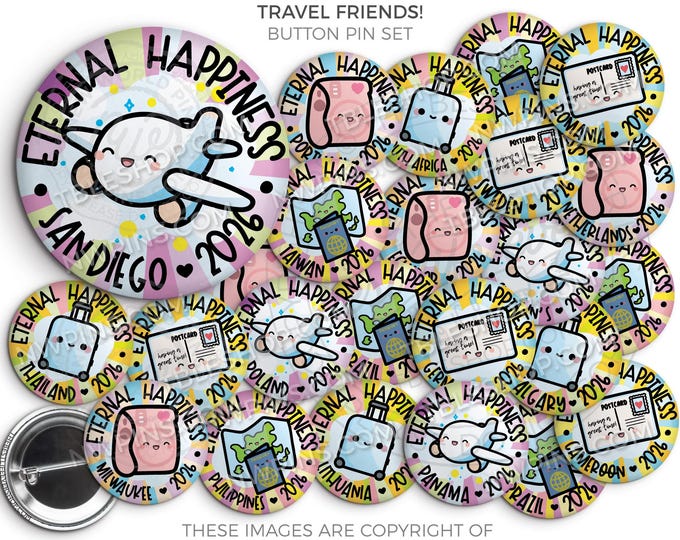 Eternal Happiness 2026 INTERNATIONAL Convention Button Pins - TRAVEL FRIENDS -jw gifts for kids