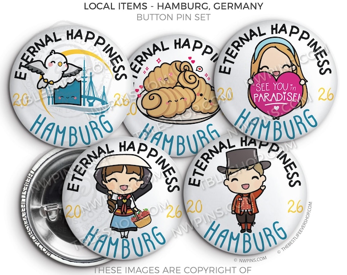 Eternal Happiness 2026 International Convention HAMBURG GERMANY Button Pins - LOCAL Items - jw gifts - jw, convention gifts, convention