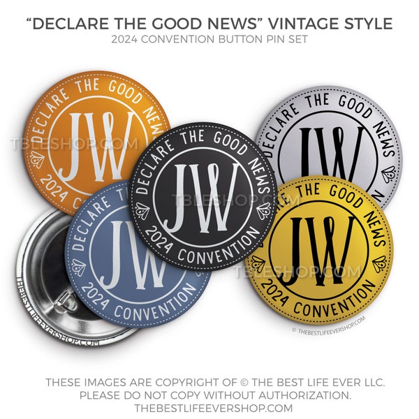 2024 Regional Convention Declare the Good News VINTAGE LOGO Button Pin Set - Convention Gifts - Special Convention