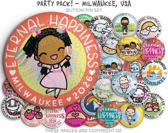 2026 Eternal Happiness International Convention Button Pin Set Party Pack! MILWAUKEE USA