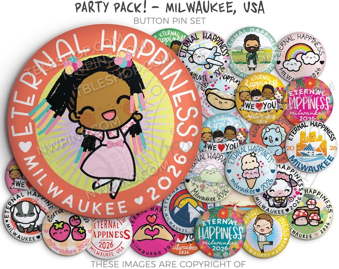 2026 Eternal Happiness International Convention Button Pin Set Party Pack! MILWAUKEE USA