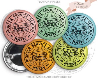 2025 Pioneer School Button Pins Set - MMXXV BADGE jw ministry - jw pioneer gifts - best life ever - jw org