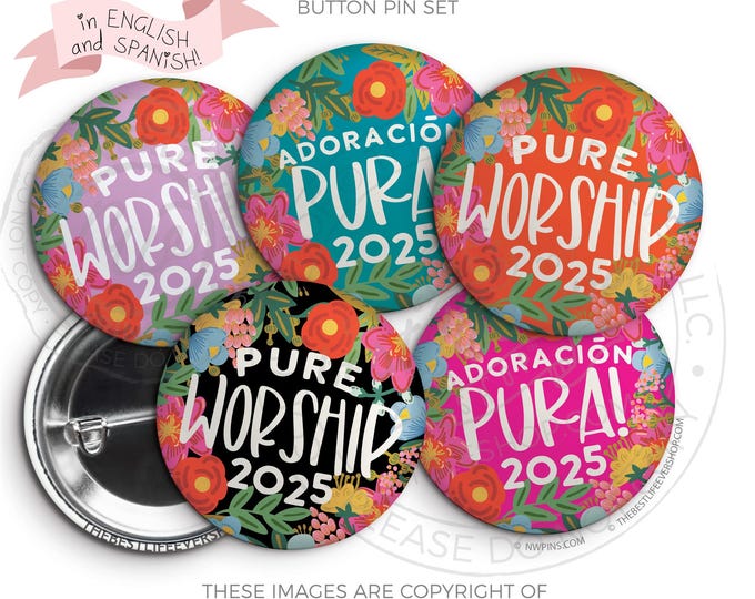 Pure Worship! 2025 Convention Button Pins - FLORAL WREATH - jw gifts - jw, convention gifts, special convention
