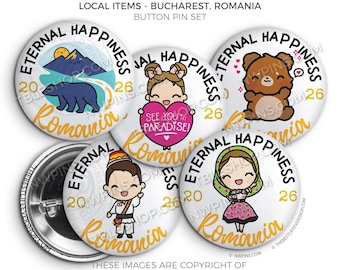 Eternal Happiness 2026 International Convention BUCHAREST ROMANIA Button Pins - LOCAL Items - jw gifts - jw, convention gifts, convention