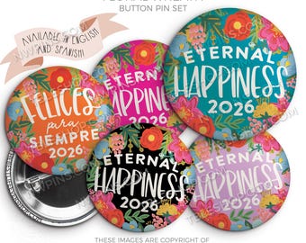 Eternal Happiness 2026 Convention Button Pins - FLORAL WREATH - jw gifts - jw, convention gifts, regional convention