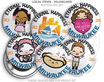 Eternal Happiness 2026 Convention Button Pins: Milwaukee Souvenir