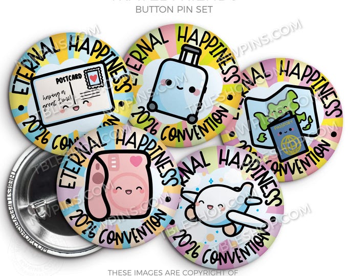 Eternal Happiness 2026 Convention Button Pins - TRAVEL FRIENDS - jw gifts - jw, convention gifts, regional convention, gifts for kids